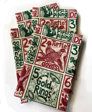 Load image into Gallery viewer, Set of 6 Christmas organic cotton napkins - in a gift box