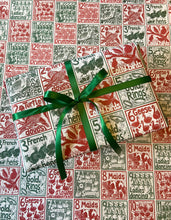 Load image into Gallery viewer, 12 days of Christmas wrapping paper lino cuts by Kate Guy