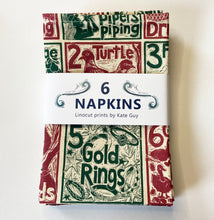 Load image into Gallery viewer, Set of 6 Christmas organic cotton napkins - in a gift box