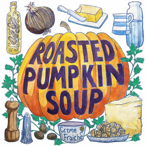 Illustrated seasonal recipe calendar by Kate Guy Prints  2023 November Roasted Pumpkin Soup