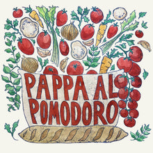 Load image into Gallery viewer, Illustrated seasonal recipe calendar by Kate Guy Prints  2023 September Pappa al Pomodoro
