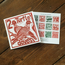 Load image into Gallery viewer, Two Turtle Doves Greetings Card Lino cut by Kate Guy