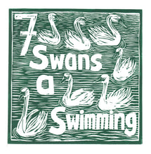 Load image into Gallery viewer, Seven Swans a Swimming Greetings Card lino cut by Kate Guy