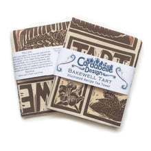 Load image into Gallery viewer, Bakewell Tart Illustrated Recipe tea towel Lino cut by Kate Guy