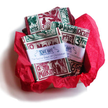 Load image into Gallery viewer, Christmas Gift Set Tea Towel, Apron and Double Oven Glove illustrated recipes mix and match Kate Guy Prints