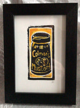 Load image into Gallery viewer, Linocut print Colman's Mustard Pot Kate Guy Prints