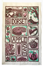 Load image into Gallery viewer, Dorset Apple Cake illustrated recipe tea towel linocut by Kate Guy
