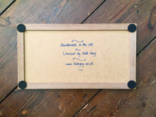 Load image into Gallery viewer, Sardines tile trivets in oak frame lino cut by Kate Guy back
