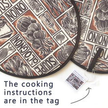 Load image into Gallery viewer, PAIR of French Onion Soup Illustrated Recipe Cooker Hob Covers
