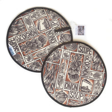 Load image into Gallery viewer, PAIR of French Onion Soup Illustrated Recipe Cooker Hob Covers
