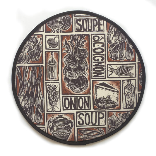 PAIR of French Onion Soup Illustrated Recipe Cooker Hob Covers