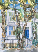 Load image into Gallery viewer, House portrait showing the front of the property and Primrose Hill in the background