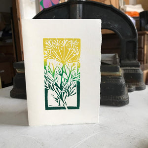 Hand Printed Greetings Card Linocut Spring Fennel by Kate Guy Prints