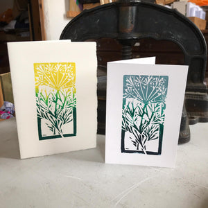 Hand Printed Greetings Card Linocut Grasses by Kate Guy Prints