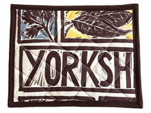 Load image into Gallery viewer, Handmade Pot Holder Linocut Print Yorkshire Steak And Ale Pie Recipe
