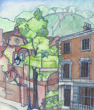 Load image into Gallery viewer, House portrait showing the front of the property and Primrose Hill in the background