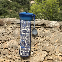 Load image into Gallery viewer, Fish Soup illustrated recipe double oven glove, comes with cooking instructions. lino cut print by Kate Guy