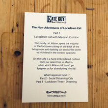 Load image into Gallery viewer, Lockdown Cat with Mexican Cushion Greetings Card