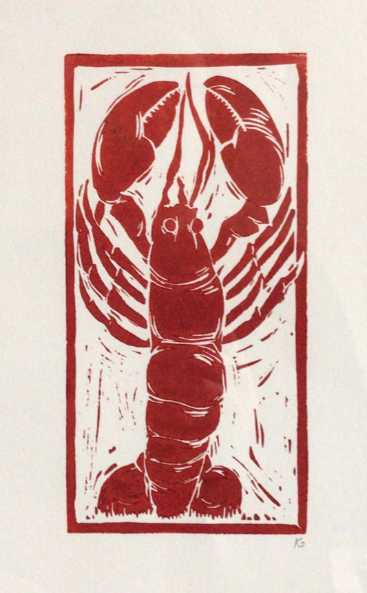Linocut print Lobster Ingredients prints by Kate Guy Prints