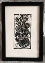 Load image into Gallery viewer, Linocut print onion tress Ingredients prints by Kate Guy Prints