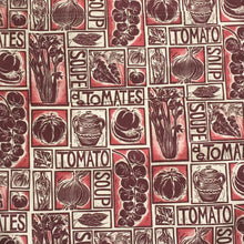 Load image into Gallery viewer, Roasted Tomato Soup Illustrated Recipe apron lino cut by Kate Guy