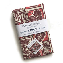 Load image into Gallery viewer, Roasted Tomato Soup Illustrated Recipe apron lino cut by Kate Guy