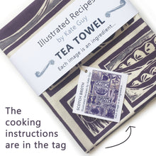Load image into Gallery viewer, Scotch Broth Illustrated Recipe tea towel lino cut by Kate Guy