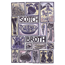 Load image into Gallery viewer, Scotch Broth Illustrated Recipe Greetings Card by Kate Guy each image is an ingredient the cooking instructions are on the back
