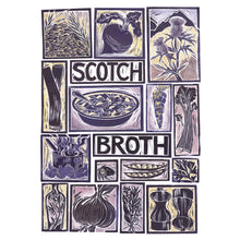 Load image into Gallery viewer, Scotch Broth Illustrated Recipe Greetings Card by Kate Guy each image is an ingredient the cooking instructions are on the back