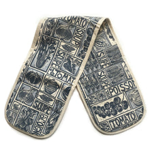 Load image into Gallery viewer, Simple Soups illustrated recipe organic cotton double oven glove lino cut by Kate Guy