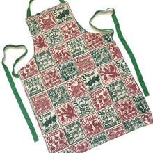 Load image into Gallery viewer, The Twelve days of Christmas organic cotton apron lino cut by Kate Guy