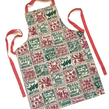 Load image into Gallery viewer, The Twelve days of Christmas organic cotton apron lino cut by Kate Guy
