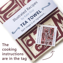 Load image into Gallery viewer, Tomato Soup illustrated recipe tea towel lino cut by Kate Guy