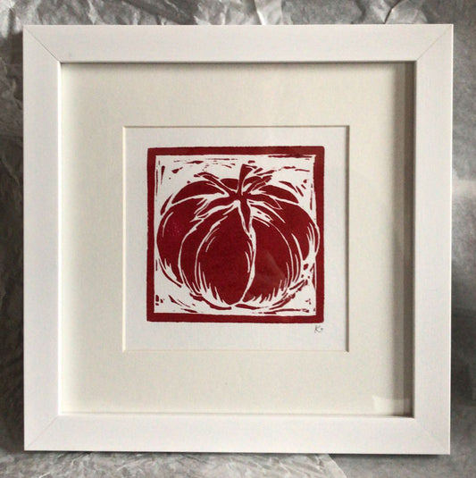 Linocut print beef tomato Ingredients prints by Kate Guy Prints