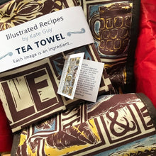 Load image into Gallery viewer, Yorkshire steak and ale pie illustrated recipe gift set lino cut print by Kate Guy Prints