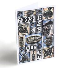 Load image into Gallery viewer, Yorkshire Steak and Ale Pie Illustrated Recipe Greetings Card lino cut by Kate Guy