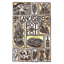 Load image into Gallery viewer, Lancashire Hot Pot Illustrated Recipe Greetings Card lino cut by Kate Guy
