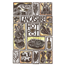 Load image into Gallery viewer, Lancashire Hot Pot Illustrated Recipe Greetings Card lino cut by Kate Guy