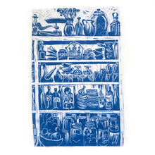 Load image into Gallery viewer, French Country Kitchen lino cut tea towel by Kate Guy
