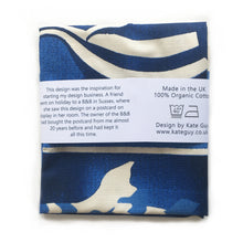 Load image into Gallery viewer, Striking blue fish design tea towel organic cotton by Kate Guy
