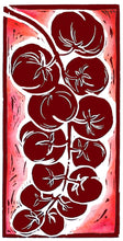 Load image into Gallery viewer, Linocut print vine tomatoes Ingredients prints by Kate Guy Prints
