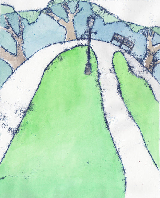 Kate Guy prints monotype view of Primrose Hill London