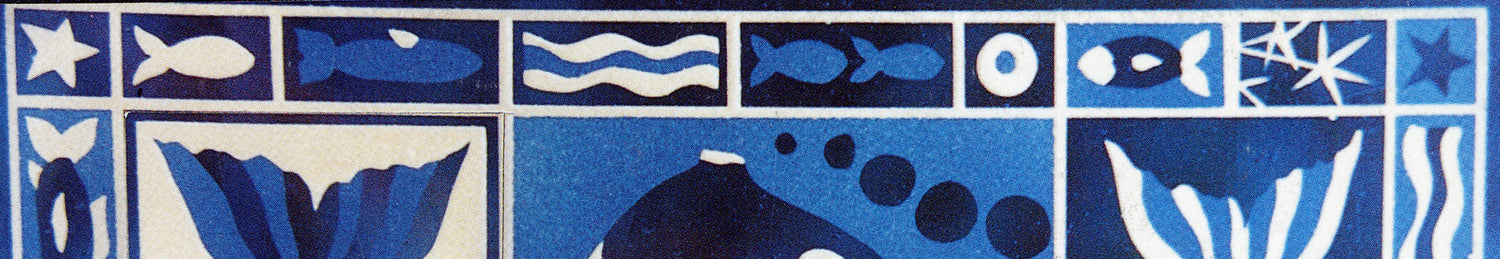 three fish design by Kate Guy Prints blue sandblasted glass