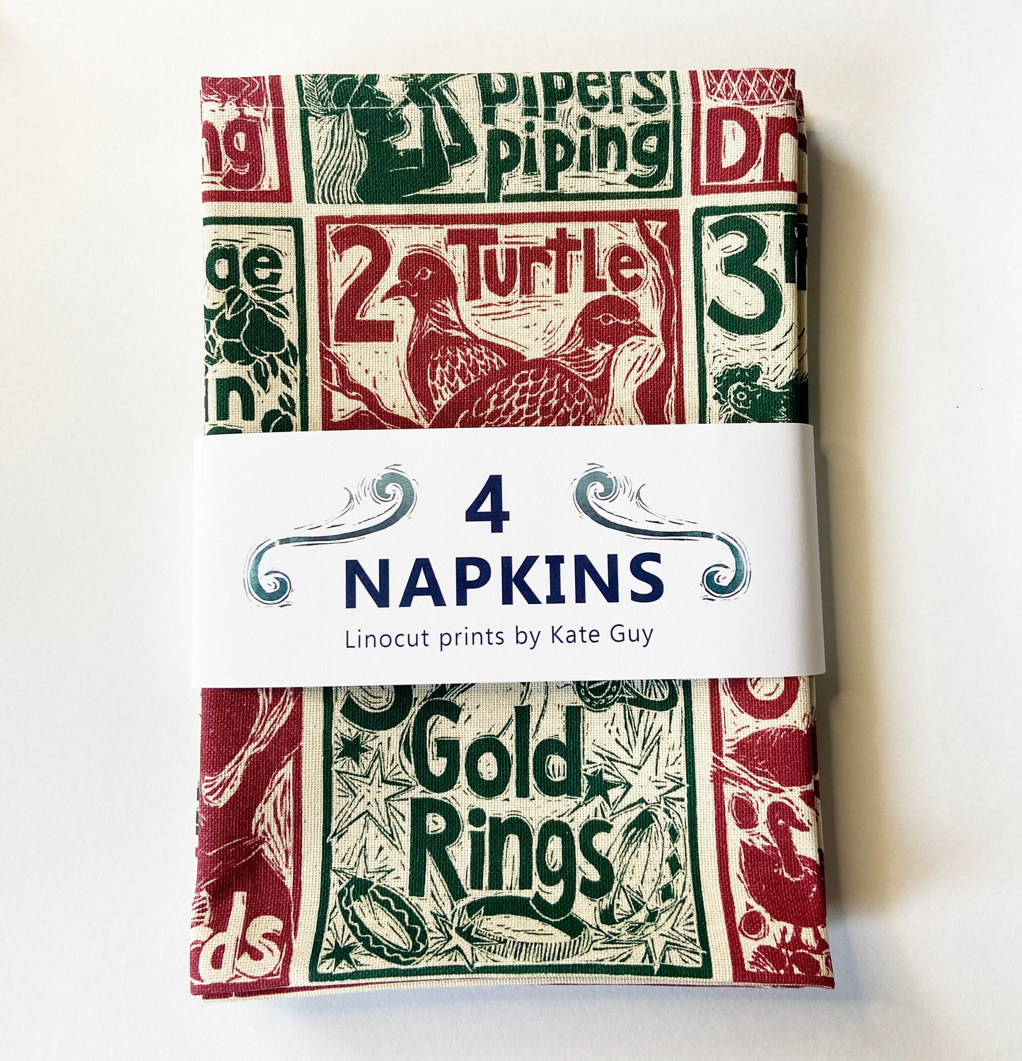 Set of 4 Christmas organic cotton napkins