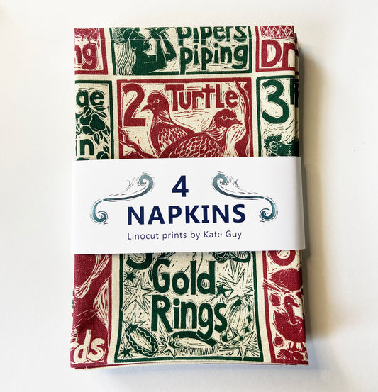 Set of 4 Christmas organic cotton napkins