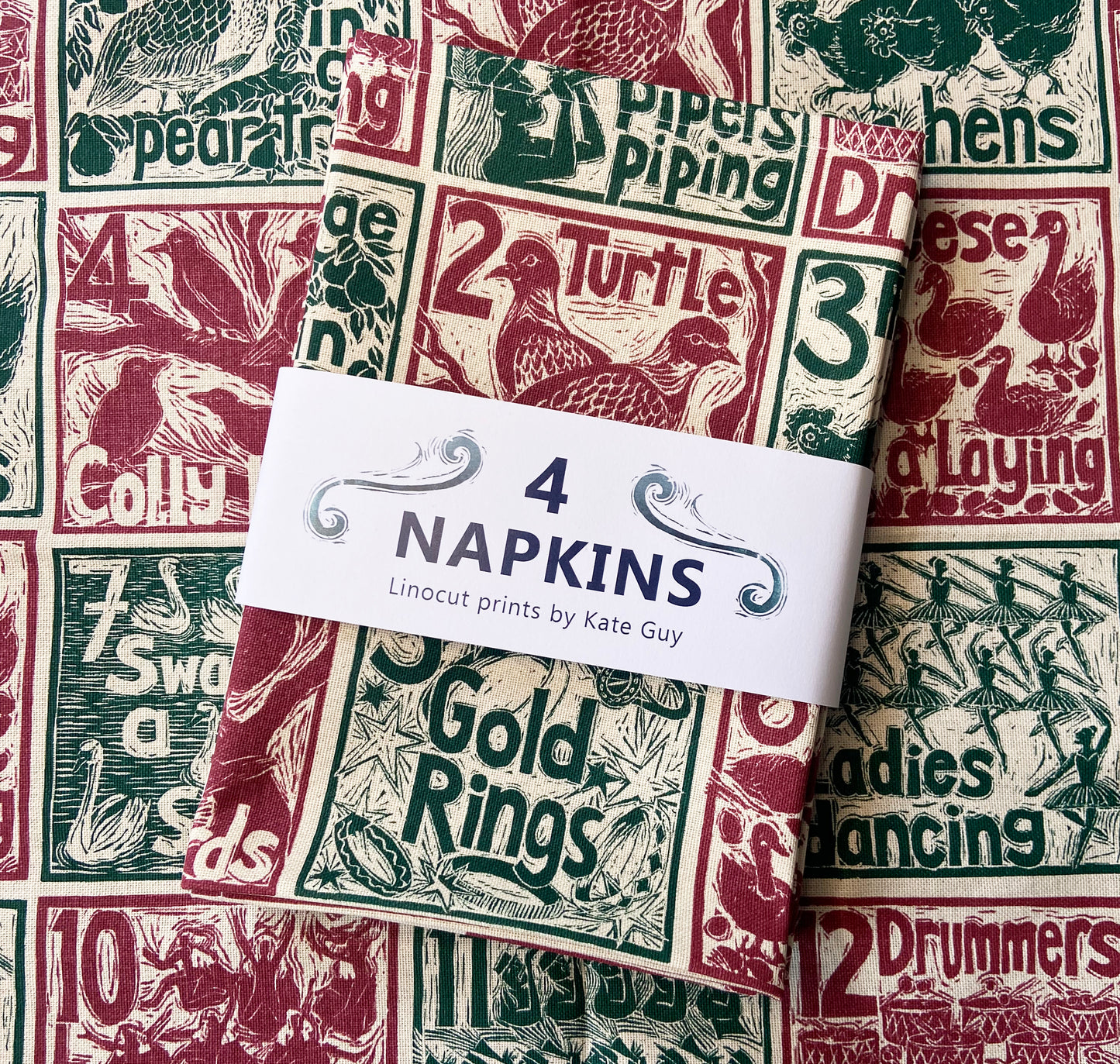 Set of 4 Christmas organic cotton napkins