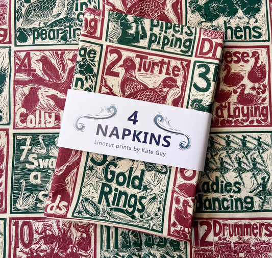 Set of 4 Christmas organic cotton napkins