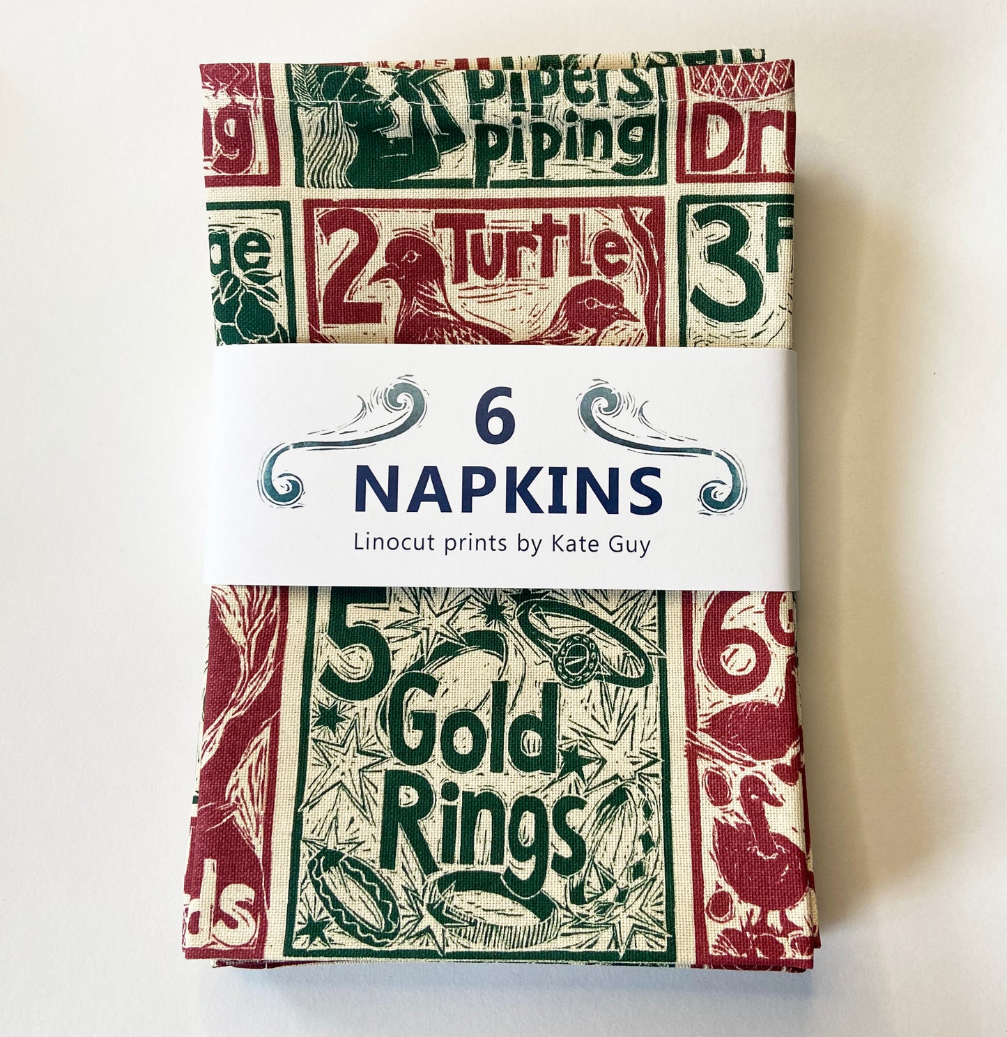 Set of 6 Christmas organic cotton napkins - in a gift box