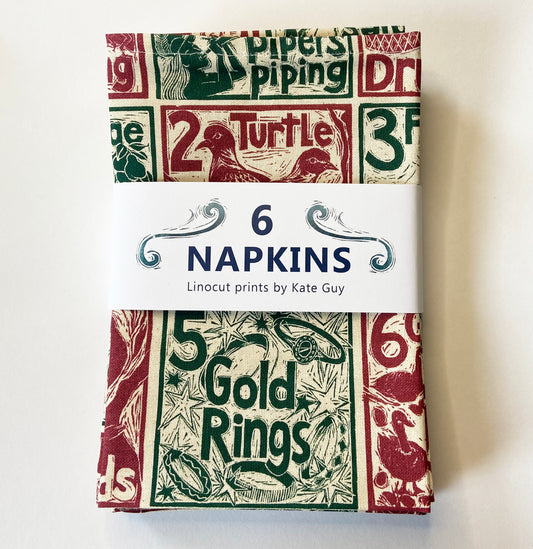 Set of 6 Christmas organic cotton napkins - in a gift box