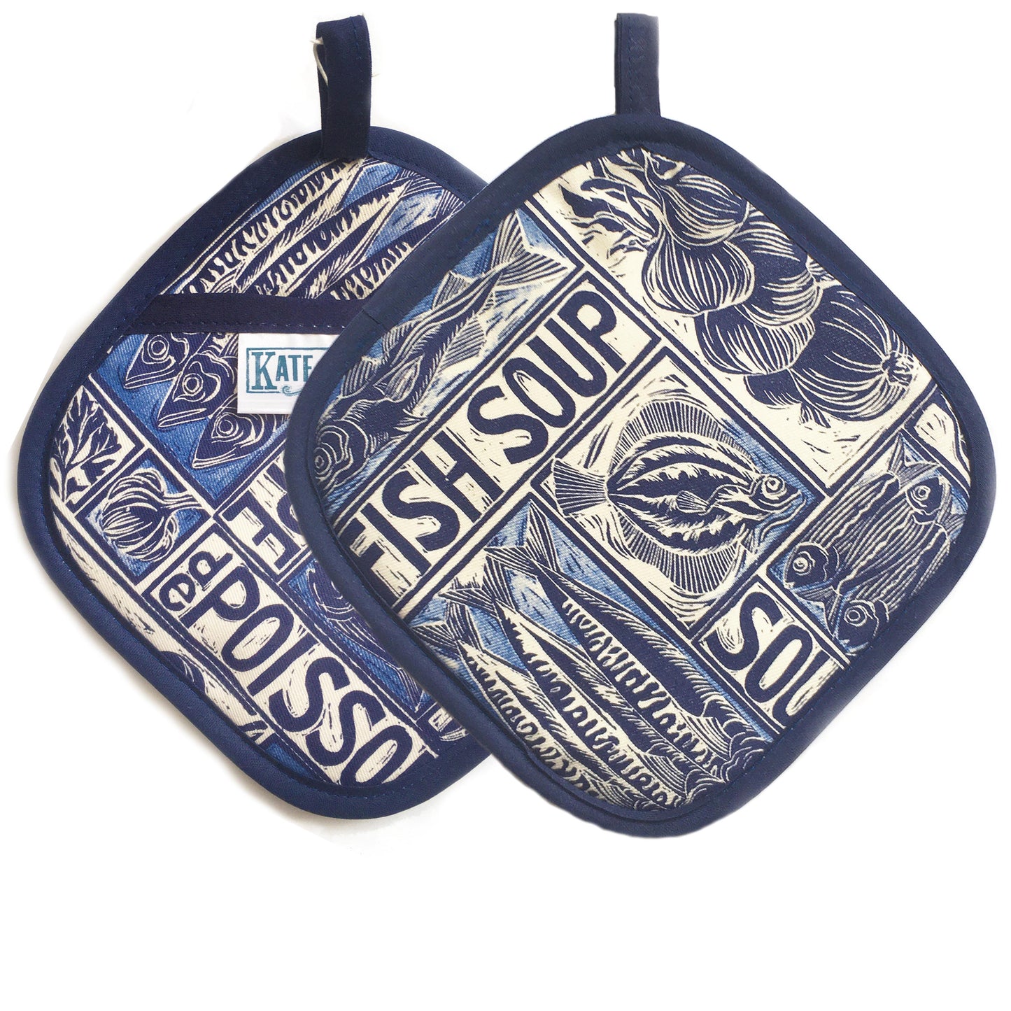 Fish Soup Illustrated Recipe Organic Cotton Pot Holder
